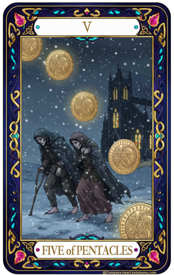 ことほむコンパスハートのFIVE of PENTACLES