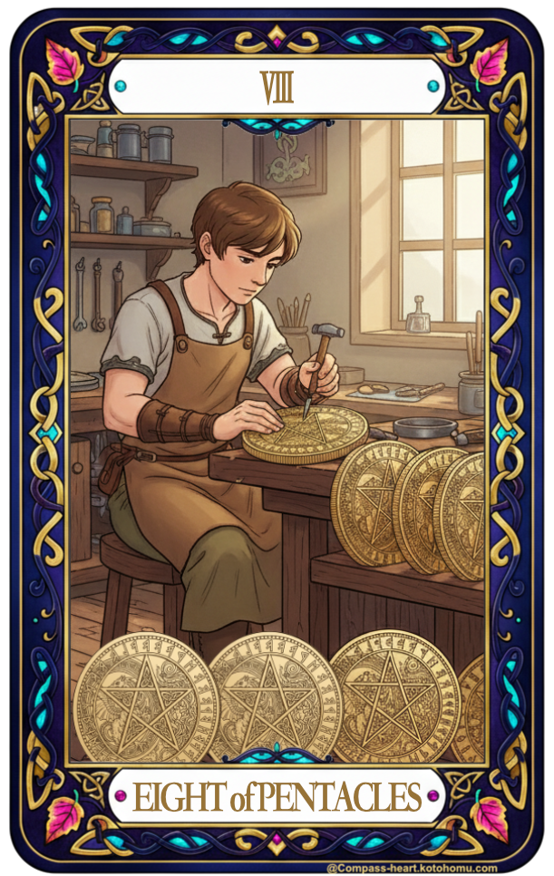 ことほむコンパスハートのEIGHT of PENTACLES