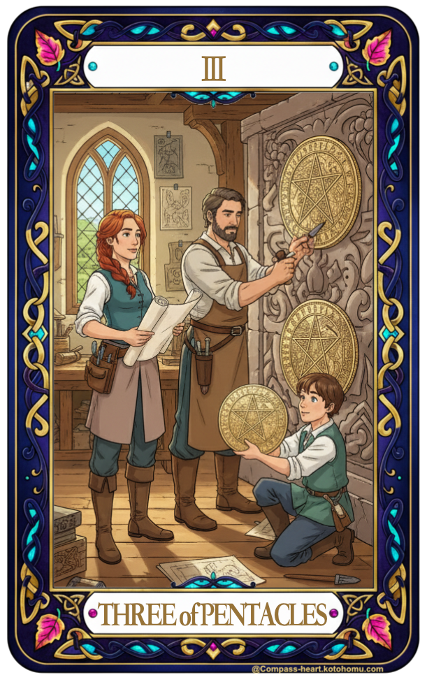 ことほむコンパスハートのTHREE of PENTACLES